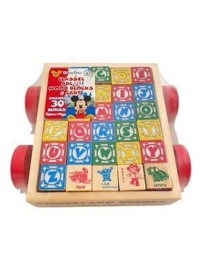 Disney Parks Melissa & Doug Classic Wood ABC 123 Blocks and Cart